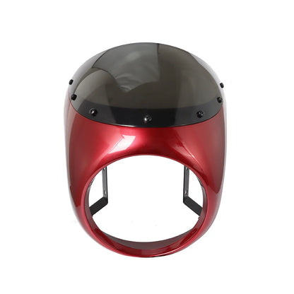 Motorcycle Red/White Front Headlight Fairing Windshield For Cafe Racer Honda Universal 7inch/16.5~18cm Retro Headlamp Windscreen