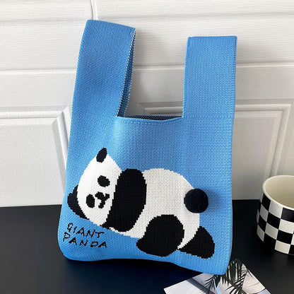 Women Handmade Knitted Small Handbag, Casual Wrist Bag, Student Reusable Shopper Mini Tote Bag, Suitable for Daily Use Outdoor