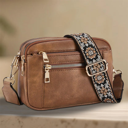 casual Shoulder Bags Women Zipper Stylish PU Texture black white brown Crossbody Bag for women 2025