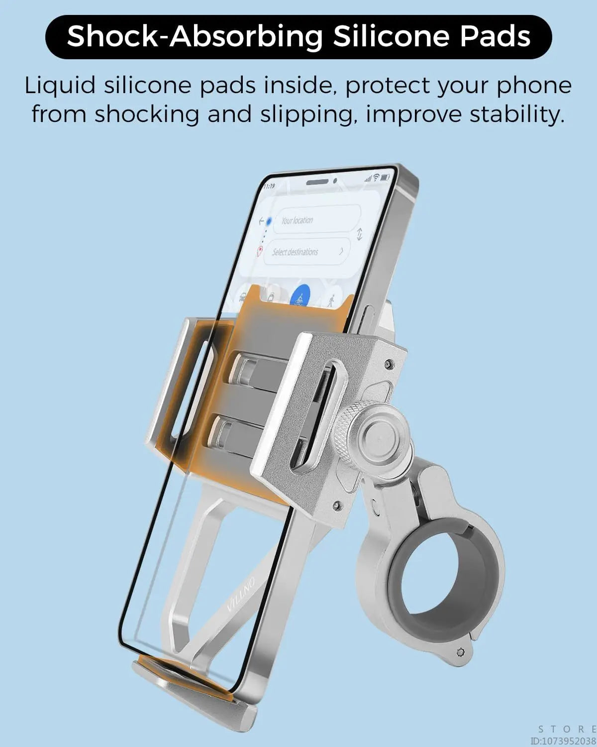 Aluminum Mobile Phone Holder for Motorcycle, Handlebar Bike Phone Mount,Suitable for Cycling, Mountain and Off-road