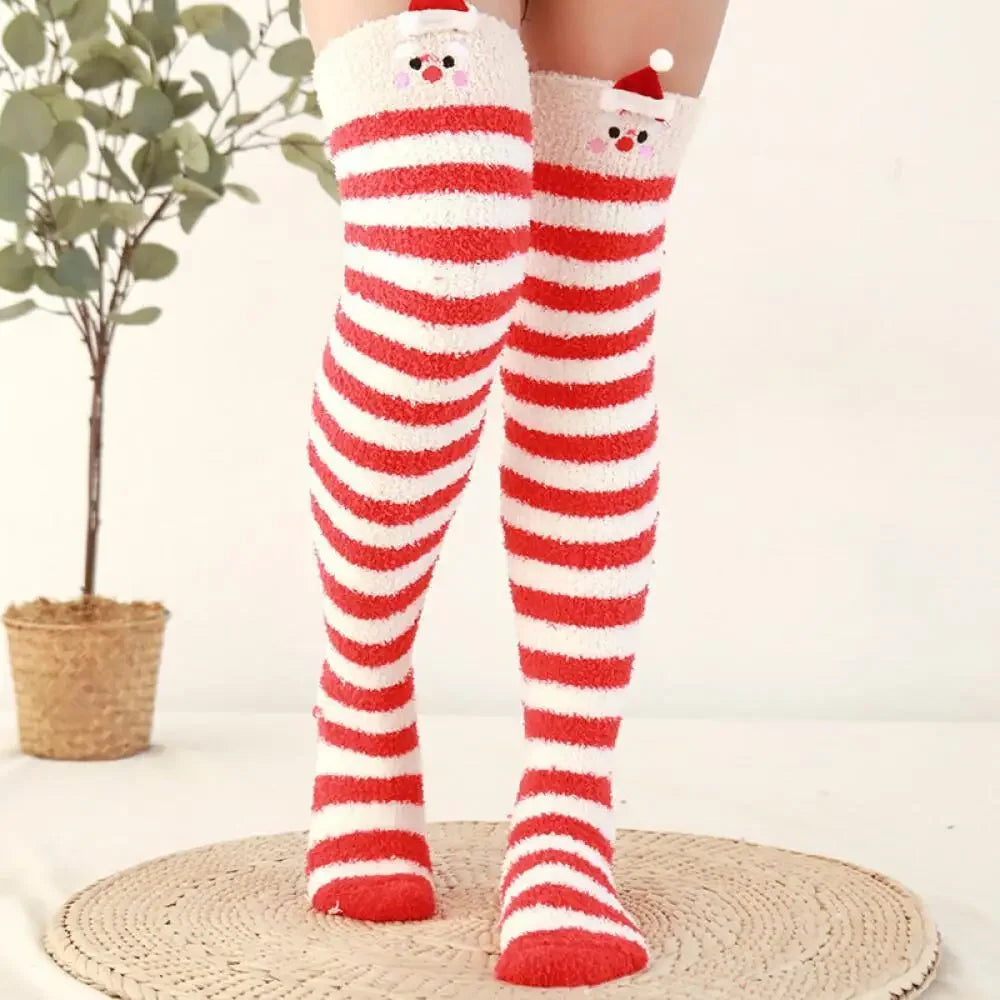 Snug Fleece Over Knee Socks Plush Cozy Winter Fall Sweet Long Female Hosiery Soft Fuzzy Leg Covers Floor Wear2024 New Bulk Deal