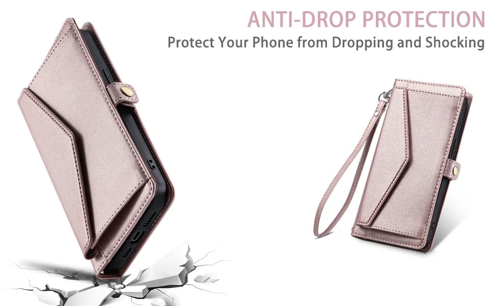 Crossbody Leather Wallet Case For iPhone17 16 Pro Air 16E 15 14 13 12 11 Pro Max XS XR SE 8 7 Card Solt Pocket Shoulder Cover