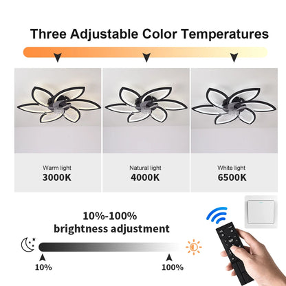 Ceiling Fan with Lights,Modern Dimmable Flower Shape, Remote Control/app Control,Timing 6 Gear Speeds Fan Ceiling Lamp