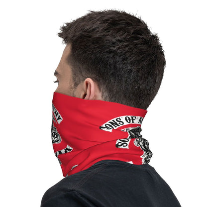 Custom 1 Percenter Essential Sons Bandana Neck Gaiter for Ski Camping Men Women Wrap Scarf TV Show Anarchy Headband Warmer