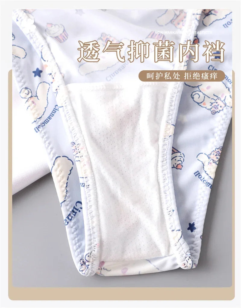 Sexy Thong Hello Kitty Panties Kawaii Cute Cartoon Underwear Women Ice Silk Briefs Girl Gift Underpants