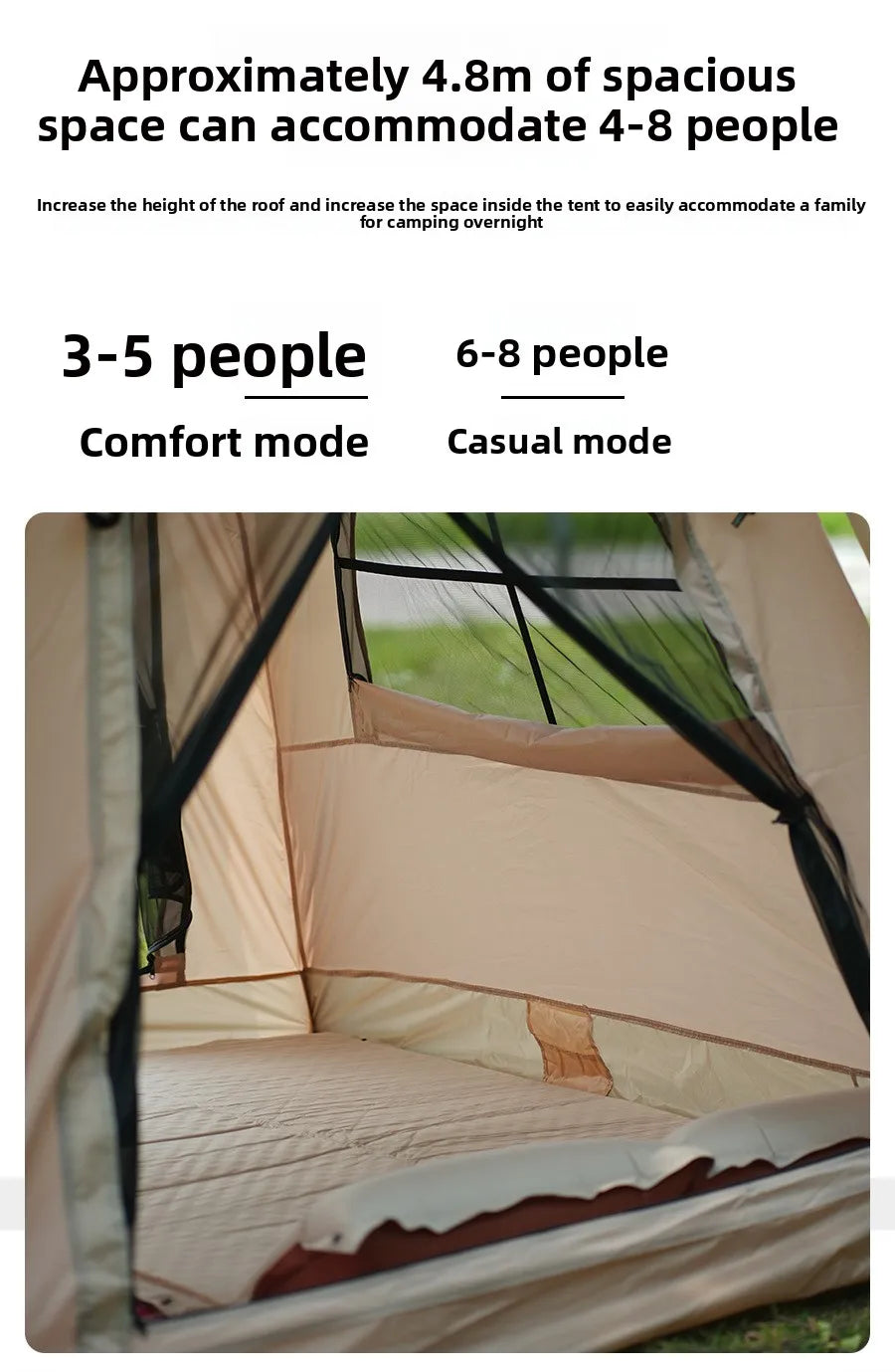Automatic Inflatable Camping Tent 3-5 Person Waterproof UV Protection With Electric Pump Portable Outdoor Family Hiking Beach Te
