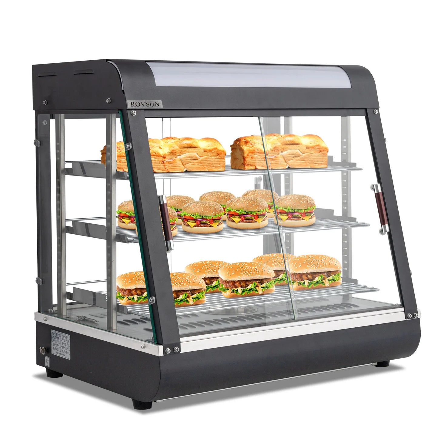 26" Pizza Warmer Commercial Food Warmer Display 3-Tier Electric Countertop 1200W
