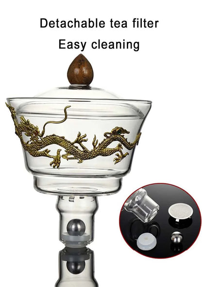 New Creative Dargon Teapot Full Automatic Glass Tea Set Pu'er Oolong Magnetic Suction Cup Teapot