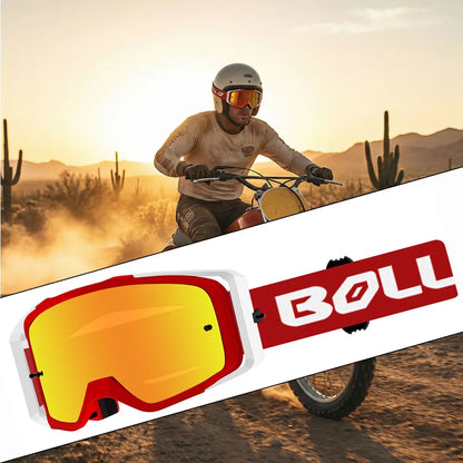 Dirt Bike Goggles with Tear-Off Quick-Release Ready Lens UV400 Motocross Glasses TPU Dual-Cycle Defogging Motorcycle Eyewear