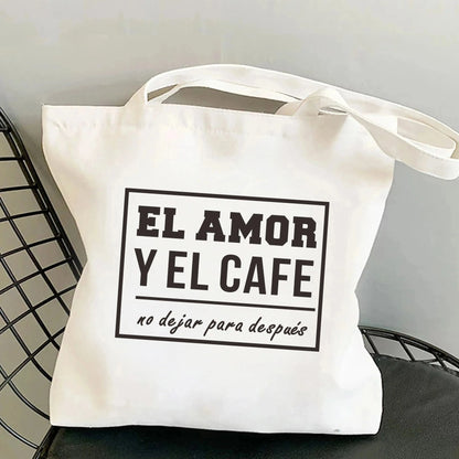 Spanish Women Shoulder Bag Graphic Harajuku Shopper Bags Large Capacity Canvas Tote Handbag No Zipper Eco Casual Girl Handbags