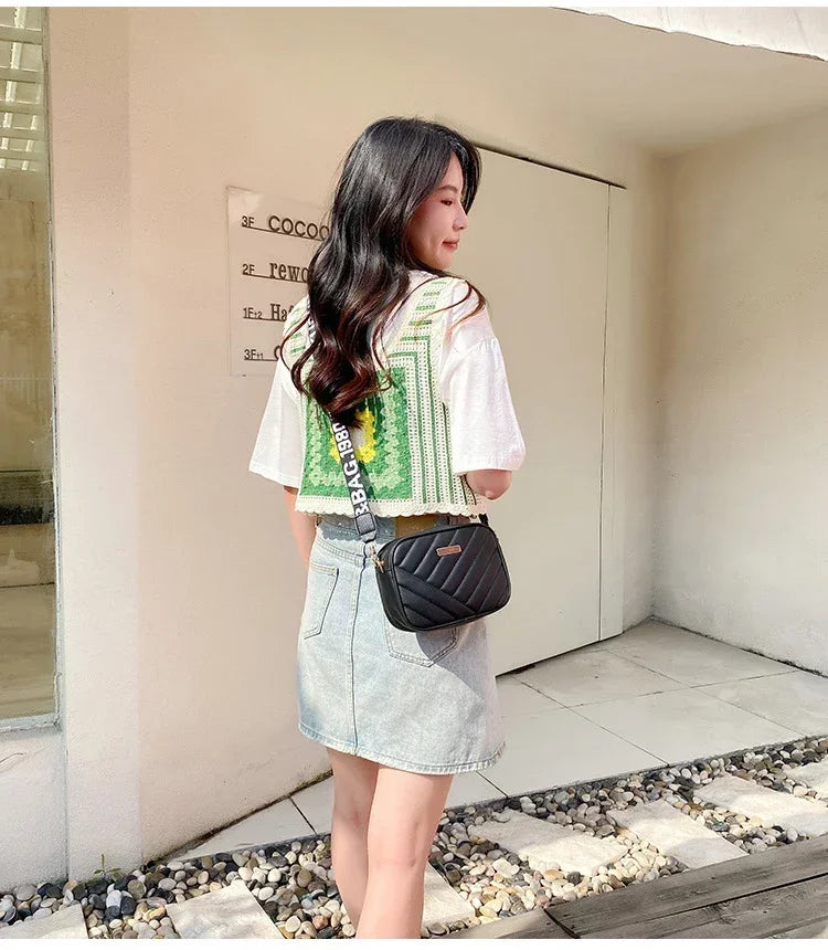 Minimalist Mini Fashionable Quilted Crossbody Bag Wallet, Trendy PU Shoulder Bag, WOMEN'S Casual Handbag and Mobile Phone Wallet