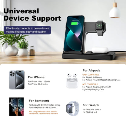 3 In 1 Magnetic Wireless Charger Stand 15W Fast Charging Dock Station Multiple Devices for iPhone 15 14 13 8 Apple Watch Airpods