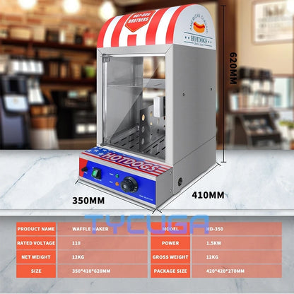 Commercial Hot Dog Warmer Cabinet Stainless Steel Display Heater Food Warming Showcase With Temperature Control For Outdoor Use