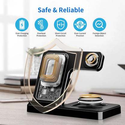 3 In 1 Wireless Charging Station Magnetic Fast Charging 18W Foldable For IPhone 16 15 14 13 12 Pro/Pro Max/Plus/Watch & Airpods