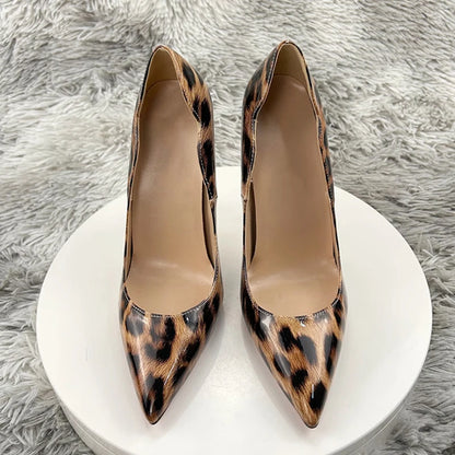 Leopard Print Sexy Women Pumps Shoes Women High Heels Pointed Toe Wedding Shoes 12cm Chaussure Femme QP023 ROVICIYA