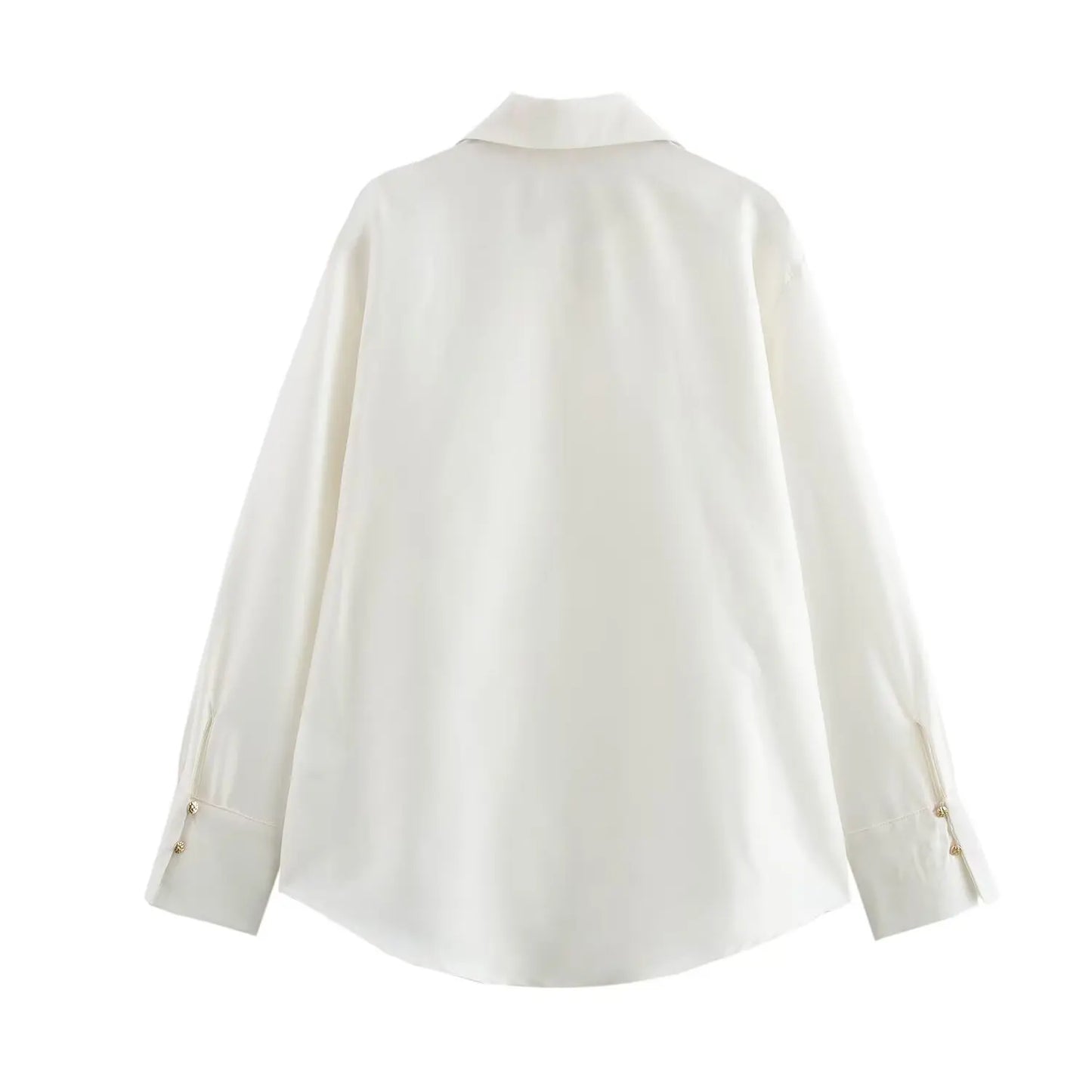 DUOPERI Women Fashion Satin Brown Blouse Lapel Neck Long Sleeves Vintage Female Chic Lady Shirts