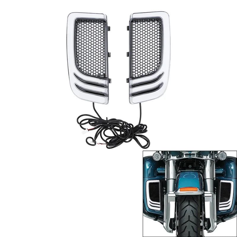 Motorcycle Fairing Lower Grills LED Turn Signal Light blinker For Harley Touring Road King Electra Glide FLHTK CVO Limited 14-23