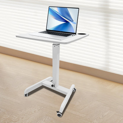 20.5*23.6*44.2in Standing Foot Pedal Lifting Table, Mobile Standing Table, Portable Podium with Wheels - White
