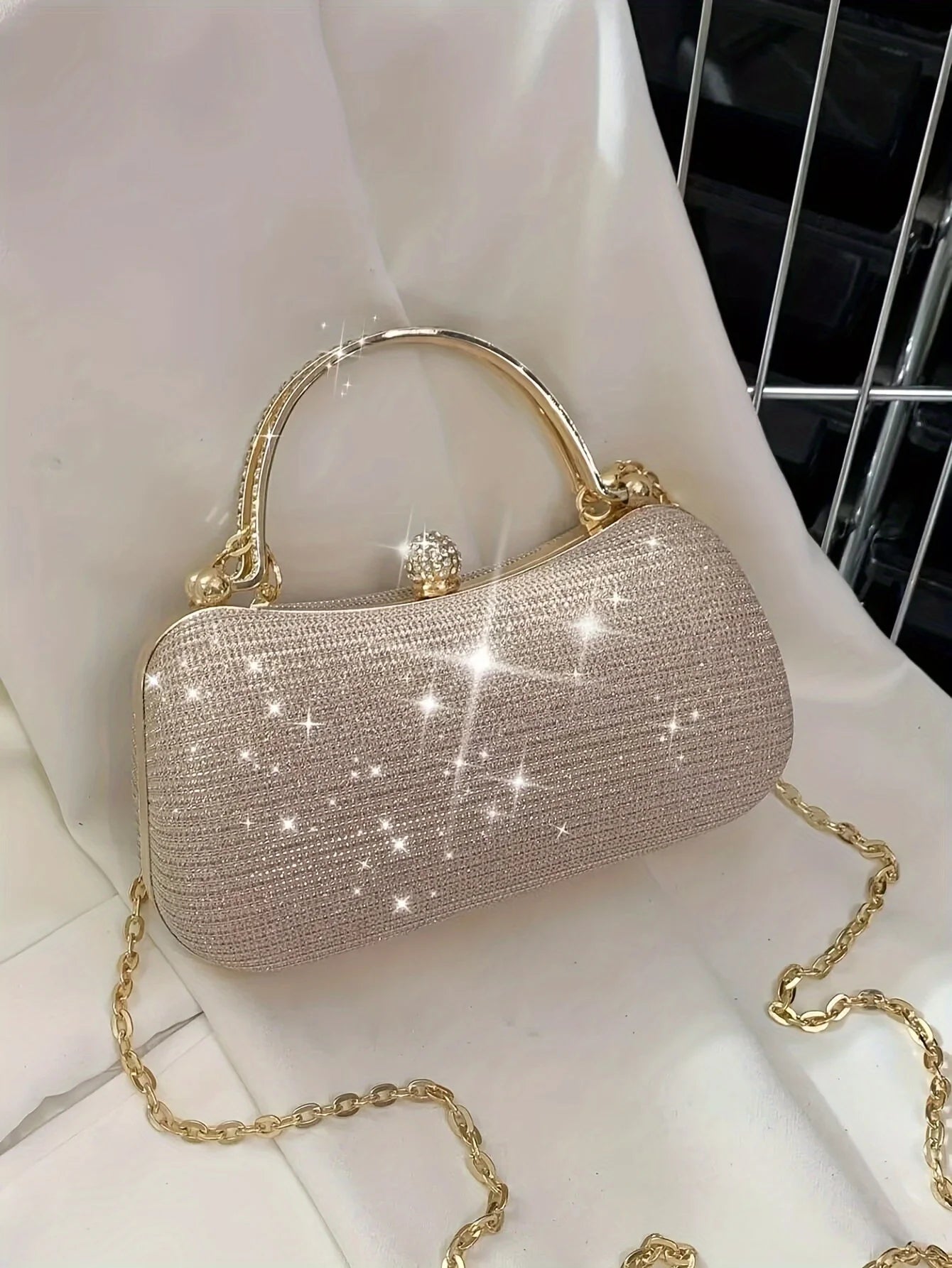 Shiny Mini Evening Bag Rhinestone Decor Chain Purse Luxury Glitter Banquet Handbag Perfect for Party Wedding Prom Dinner Banquet