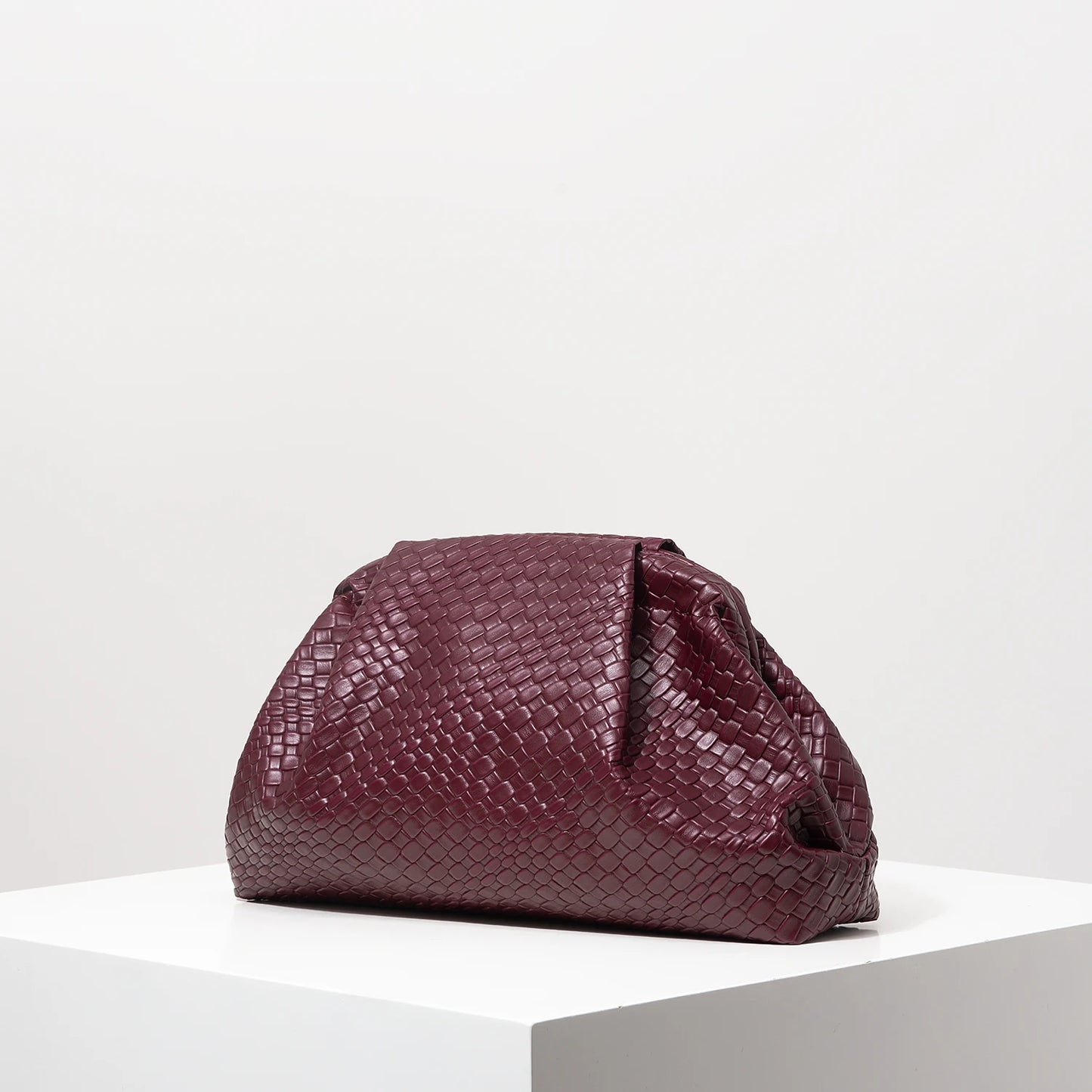 Vintage Artificial Leather Woven Pattern Clutch Bag，Burgundy Bag，Prom Dresses for Women，Large Capacity Women Purse
