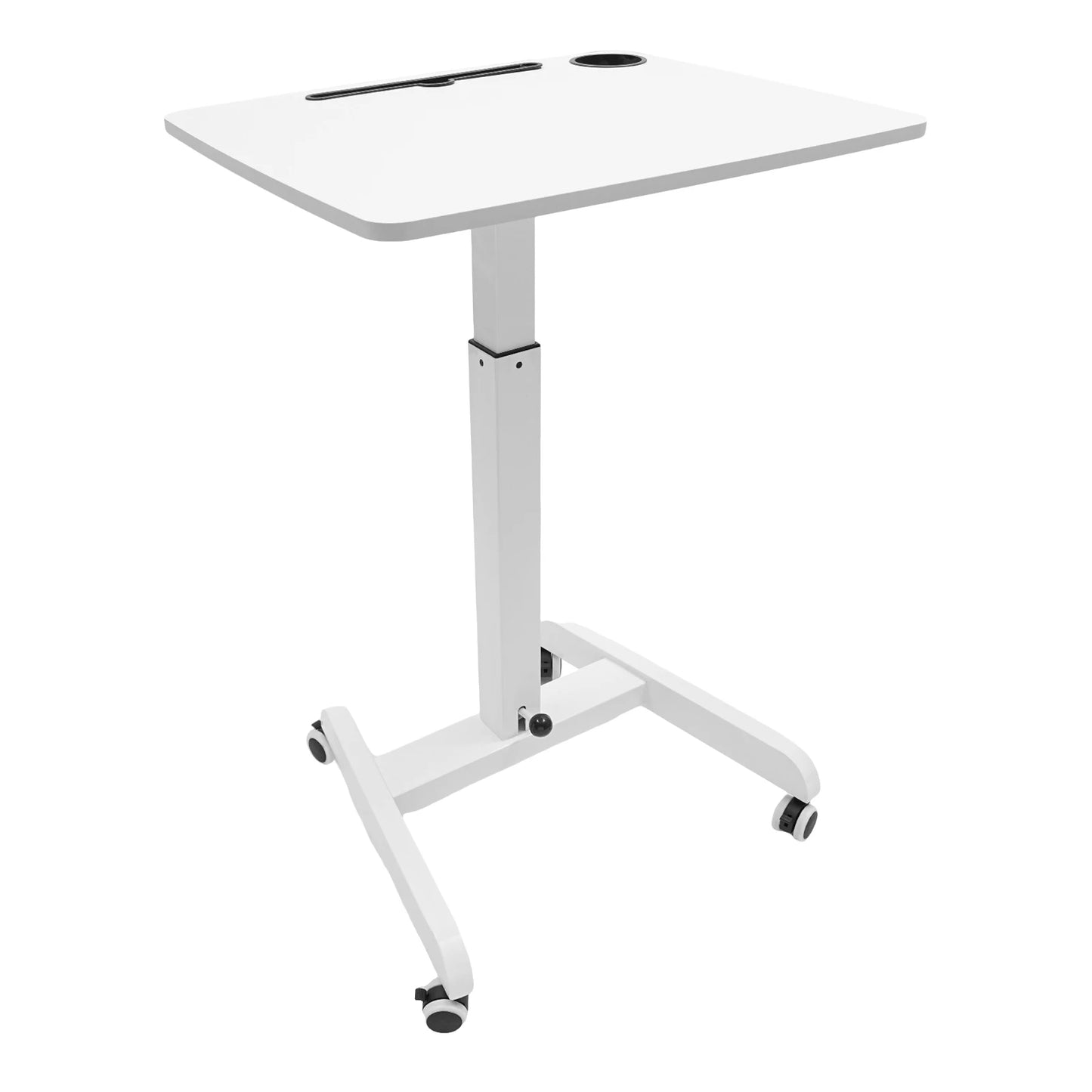 20.5*23.6*44.2in Standing Foot Pedal Lifting Table, Mobile Standing Table, Portable Podium with Wheels - White