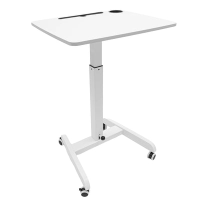 20.5*23.6*44.2in Standing Foot Pedal Lifting Table, Mobile Standing Table, Portable Podium with Wheels - White