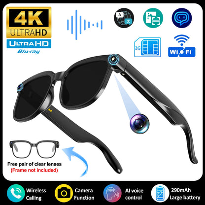2026 4K HD AI Smart Glasses New Bluetooth Call Voice Assistant Control Chat GPT 800MP Camera AI Translation Sunglasses Men Women