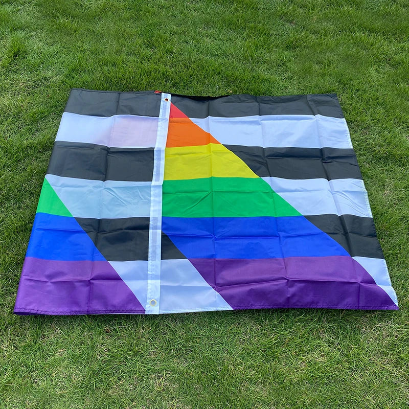 Aerlxemrbrae Rainbow Flag 150X90CM Banner Polyester Grommets LGBT Rainbow Pride Gay Straight Ally Flag