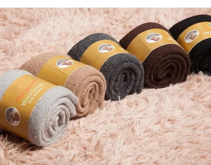 4Pairs/Lot Men's Winter Super Thick Thermal Socks Wool Men Women Solid High Quality Merino Wool Socks Cold Snow Warm Wool Socks