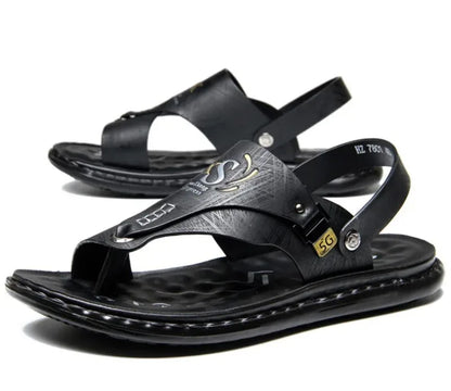 Sandals for Men High Quality Cow Leather Sandals Outdoor Casual Sport Sandals Anti Slip Beach Slippers for Men Summer Slippers