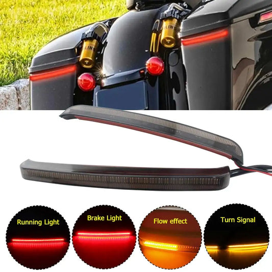 Motorcycle Saddlebag LED Flowing Light Turn Signal Brake Running Lamp For Harley Touring Road King Electra Street Glide 2014-23