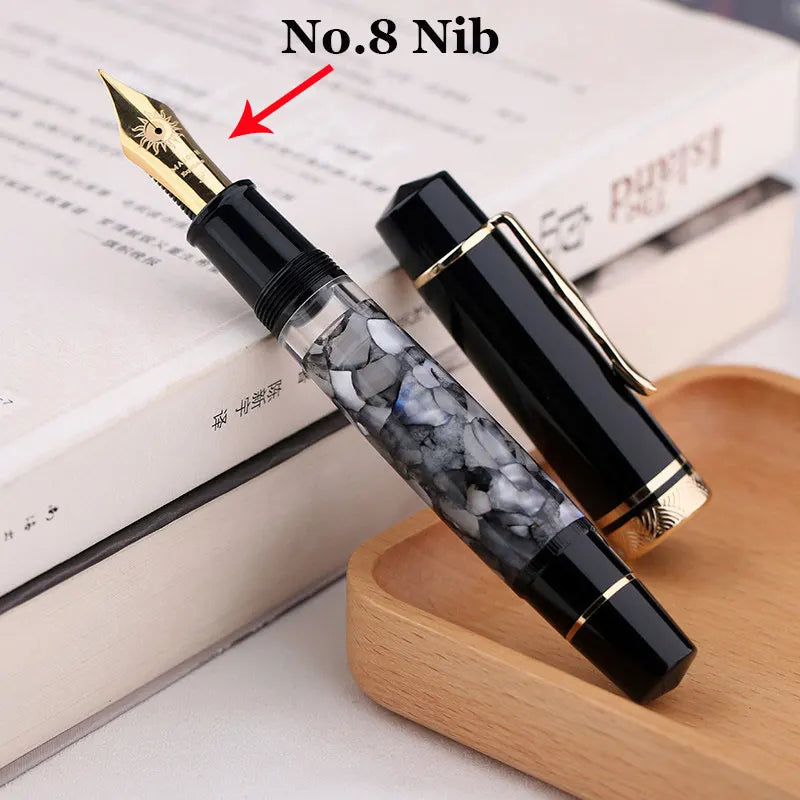 MAJOHN P139 High Quality Fountain Pen Piston Filler Resin Body Ebonite Feed Size 8 40 Nib Rotating Cap Postable Office Gift