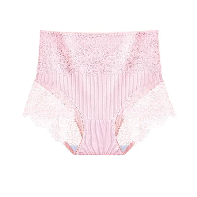 New Women's Cotton Underwear High Waist Antibacterial Panties Sexy Lace Seamless Tummy Briefs Ladies Triangle Shorts Large Size