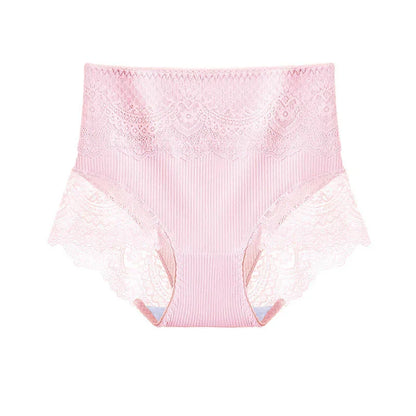 New Women's Cotton Underwear High Waist Antibacterial Panties Sexy Lace Seamless Tummy Briefs Ladies Triangle Shorts Large Size