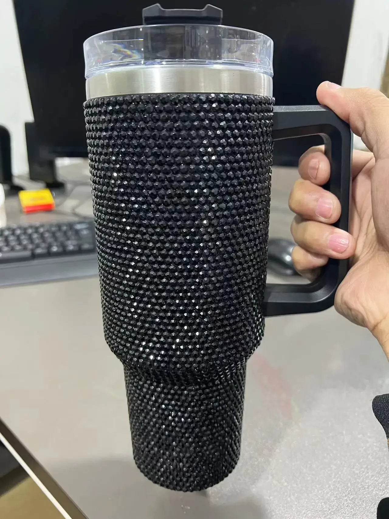 40oz Rhinestone Tumbler Stainless Steel Straw Women Cup Shiny Diamond Travel Car Thermoses Coffee Mug Water Bottle Drinkware