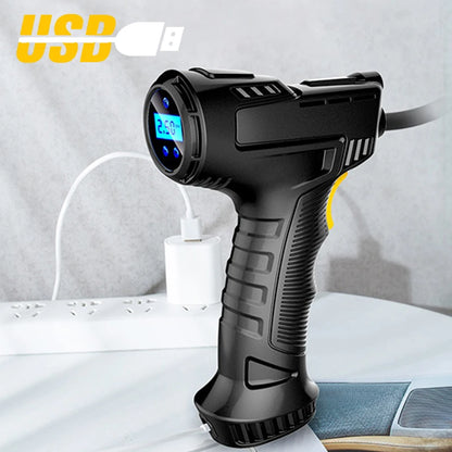EAFC 120W Handheld Air Compressor Wireless/Wired Inflatable Pump Portable Air Pump Tire Inflator Digital for Car Bicycle Balls