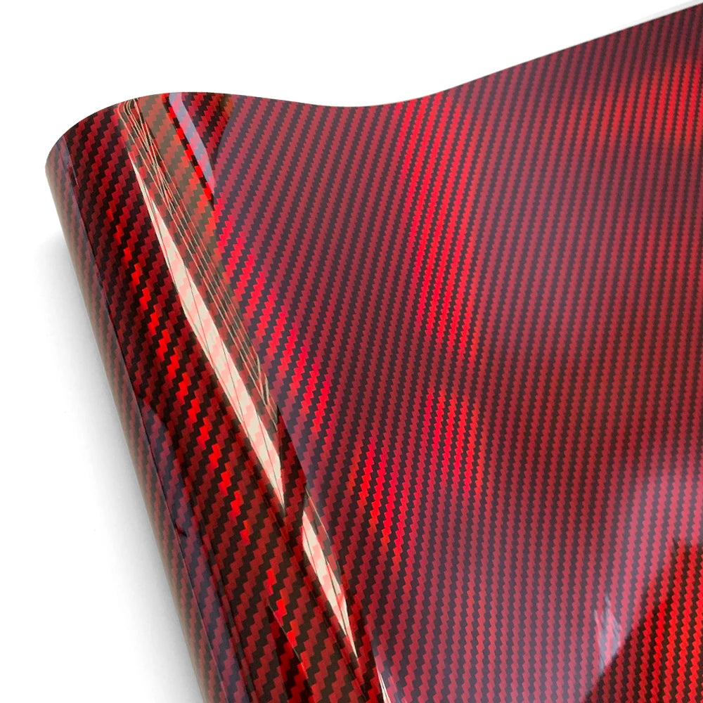 Carbon Fiber Vinyl Wrap Glossy Red Car Stickers Motorcycle Waterproof Vinyl Auto Tuning Self Adhesive Film for Cars Accessories