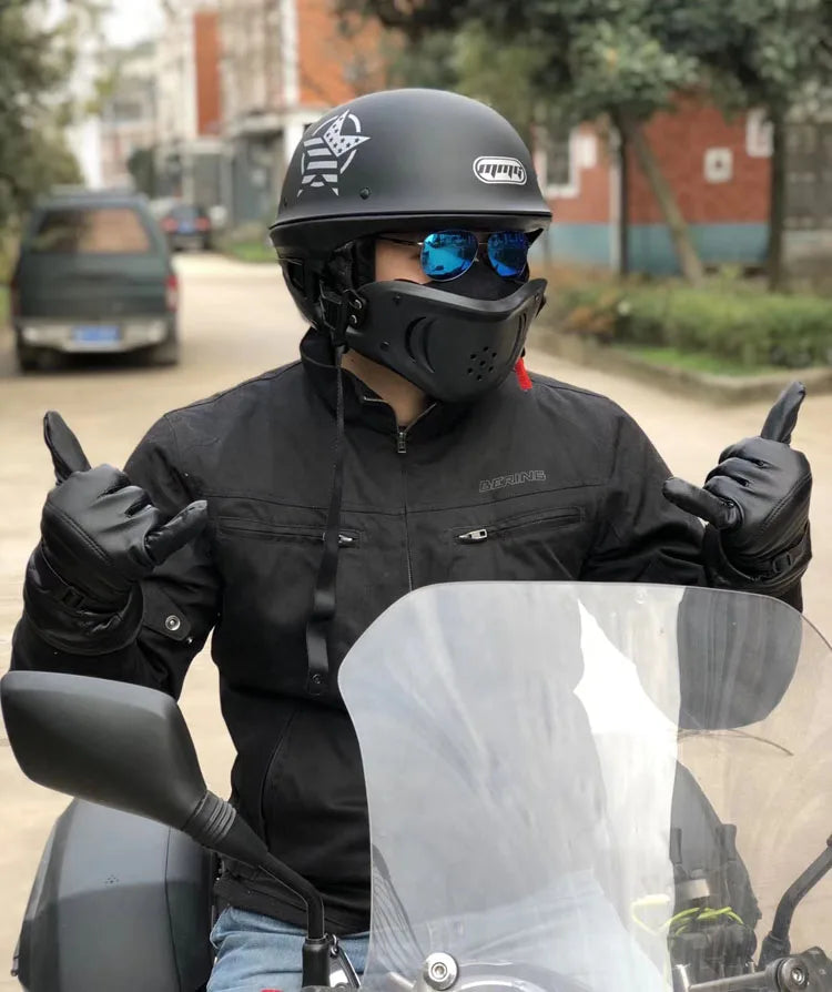 Malakas na lokomotiko buong helmet retro motorsiklo helmet rogue kumbinasyon kalahating helmet