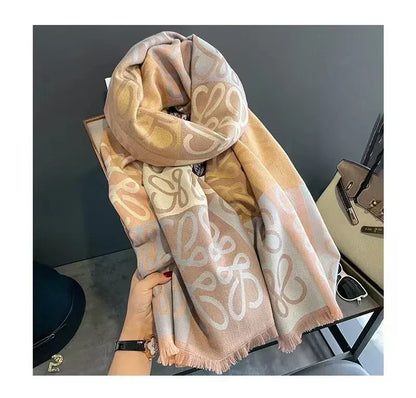New Korean Version of The Fashion Hair Scarf Senior Sense Office Thick Warm Shawl for Both Casual and Versatile Bib