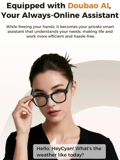 M02 AI Smart Glasses 8MP Camera Video Recording 100+Languages Translation Sunglasses Bluetooth Call Music Play with Charging Box