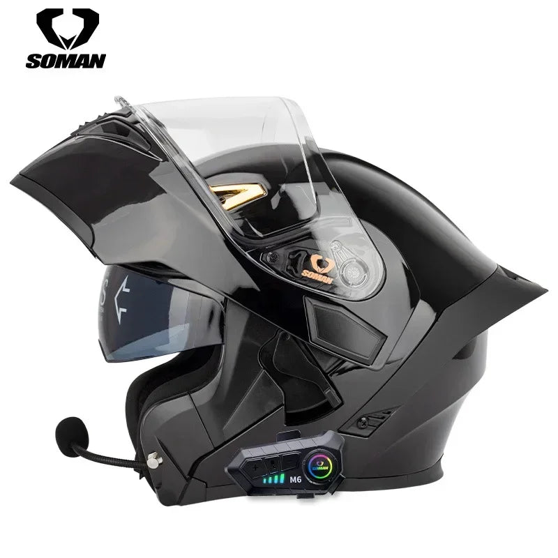 SOMAN Modular Helmet Flip Full Face Motorcycle Helmet Dual Visor Lens Racing Casco casque moto approved 오토바이핼멧