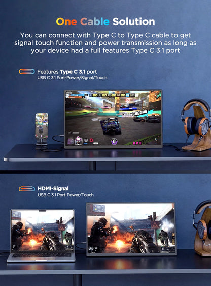 UPERFECT 4K Portable Monitor Touchscreen 15.7” 100% sRGB Laptop Monitor 3840 * 2160 UHD 350 Nits Ultra-Slim USB-C & MINI HDM VESA & Stand Travel Screen for Computer PC Game Consoles
