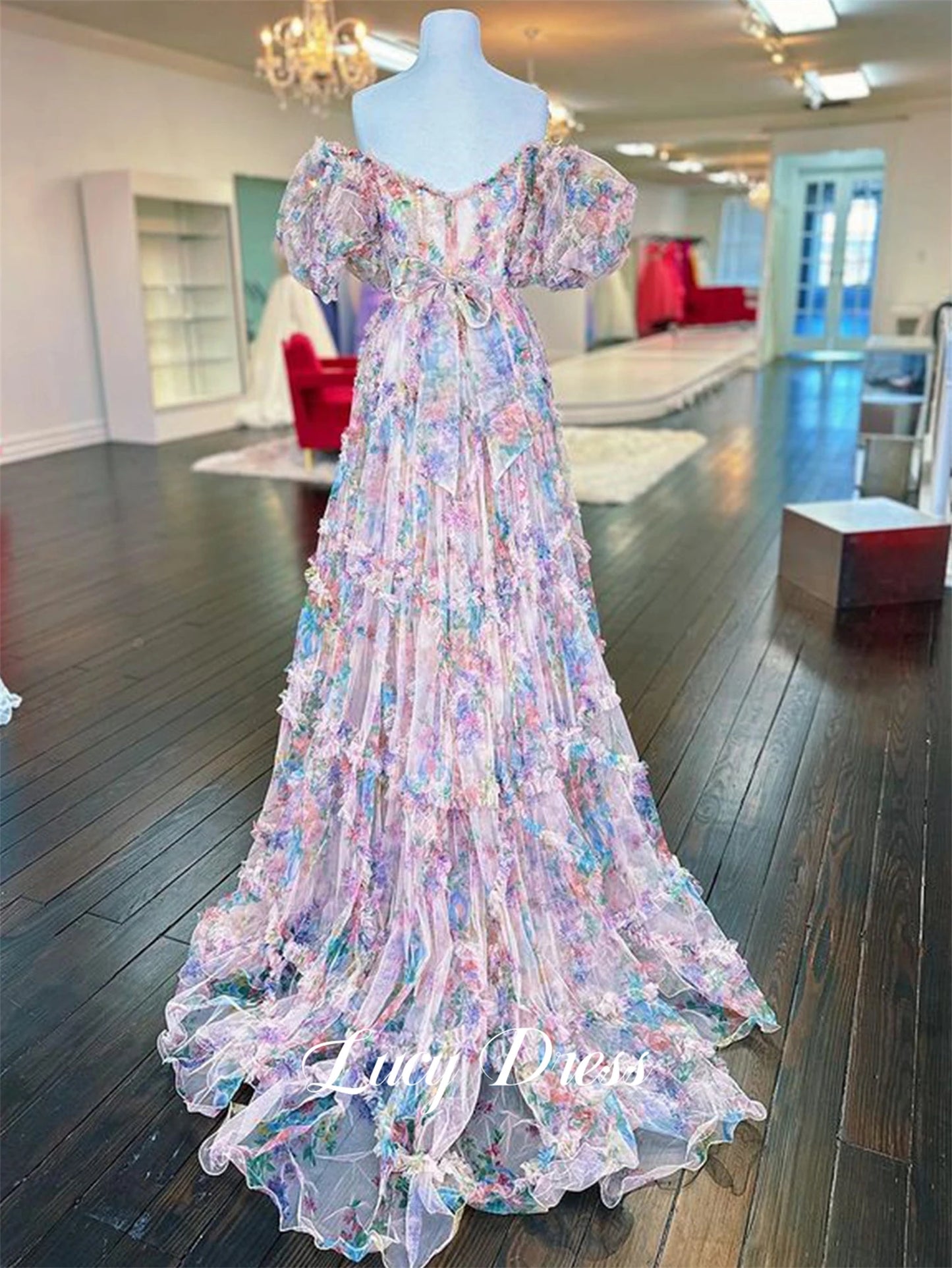 Lucy Prom Dress Floral Mesh Graduation Gown Party Luxury Dresses evening dress woman party dresses Womens dresses Customized