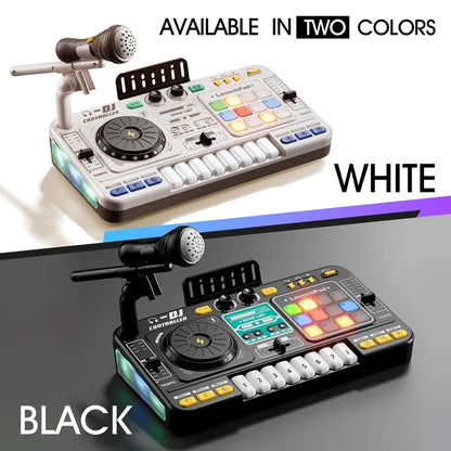 Kid DJ Mixer with Microphone Electronic Piano Keyboard Bluetooth DJ Turntable Controller Musical Instrument Kid Christmas Gift