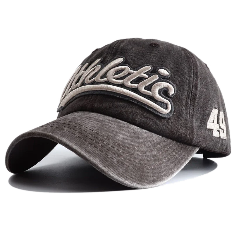 Athletic Letter Embroidery Baseball Cap Retro Washed Cotton Peaked Hat Hip Hop Trucker Dad Caps Fashion Sun Hats for Women Men