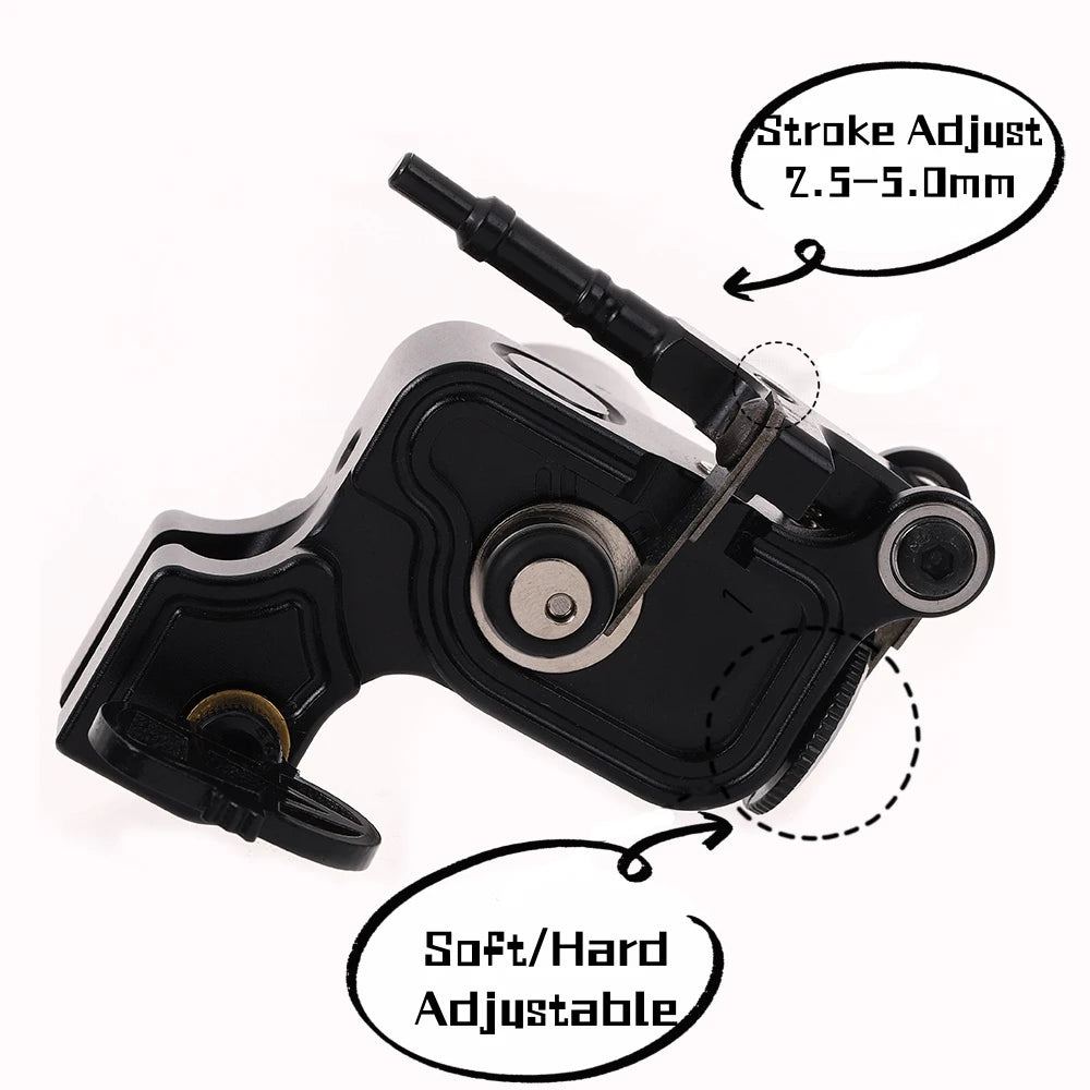 Professional Rotary Tattoo Machine 12V/14000Rpm Adjustable Stroke 2.5-5mm Coreless Powerful Motor V6 Shrapnel Tattoo Machine Gun