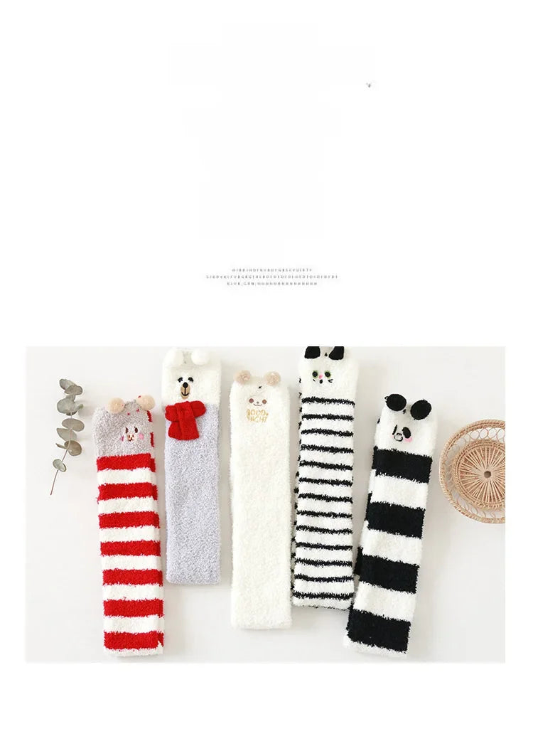 Snug Fleece Over Knee Socks Plush Cozy Winter Fall Sweet Long Female Hosiery Soft Fuzzy Leg Covers Floor Wear2024 New Bulk Deal