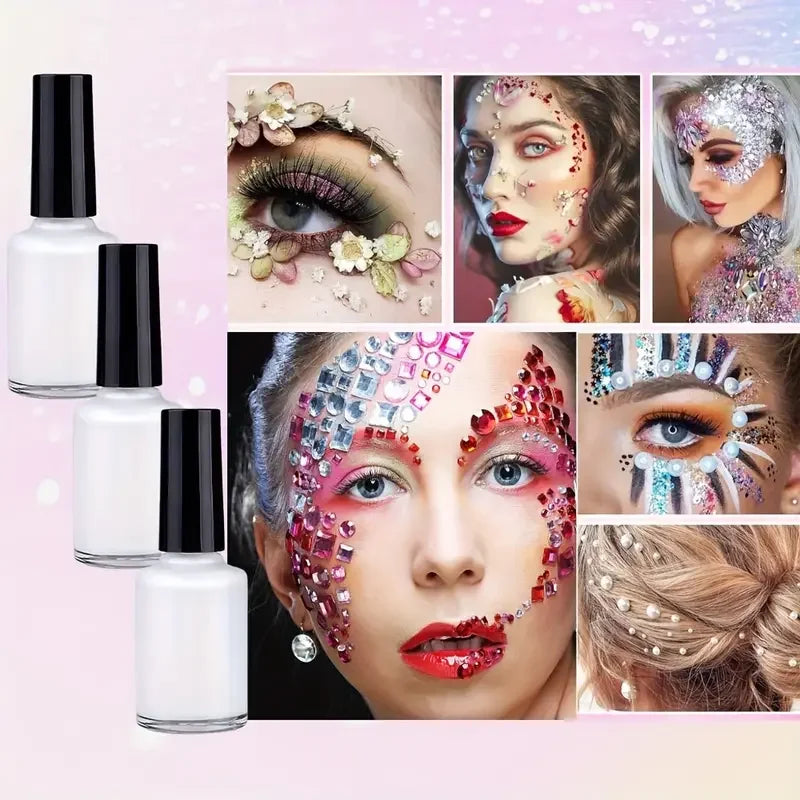 Body & Face Glitter Adhesive Gel Makeup-Waterproof Long-Lasting Glitter Primer for Sparkling Tattoos gel,Body Art for Parties