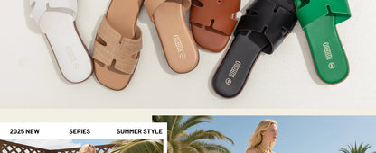 Women's Dressy Flat Sandals Comfortable Slip On Leather Slide Sandals