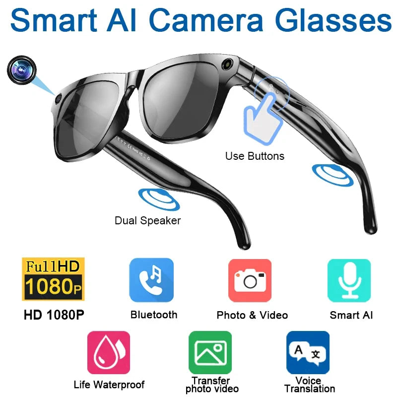 Xiaomi 8K AI Smart Glasses With 100MP Camera Chat GPT Touch Sport Sunglasses Bluetooth Call Video Music Player ForMen Women